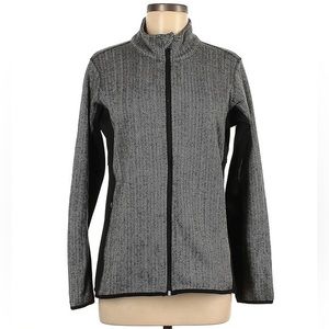 Marc Andrew New York Herringbone Jacket Coat Zip Pockets Gray Black Herringbone